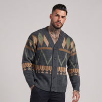 Esmond | Men's Argyle Cardigan Charcoal Grey