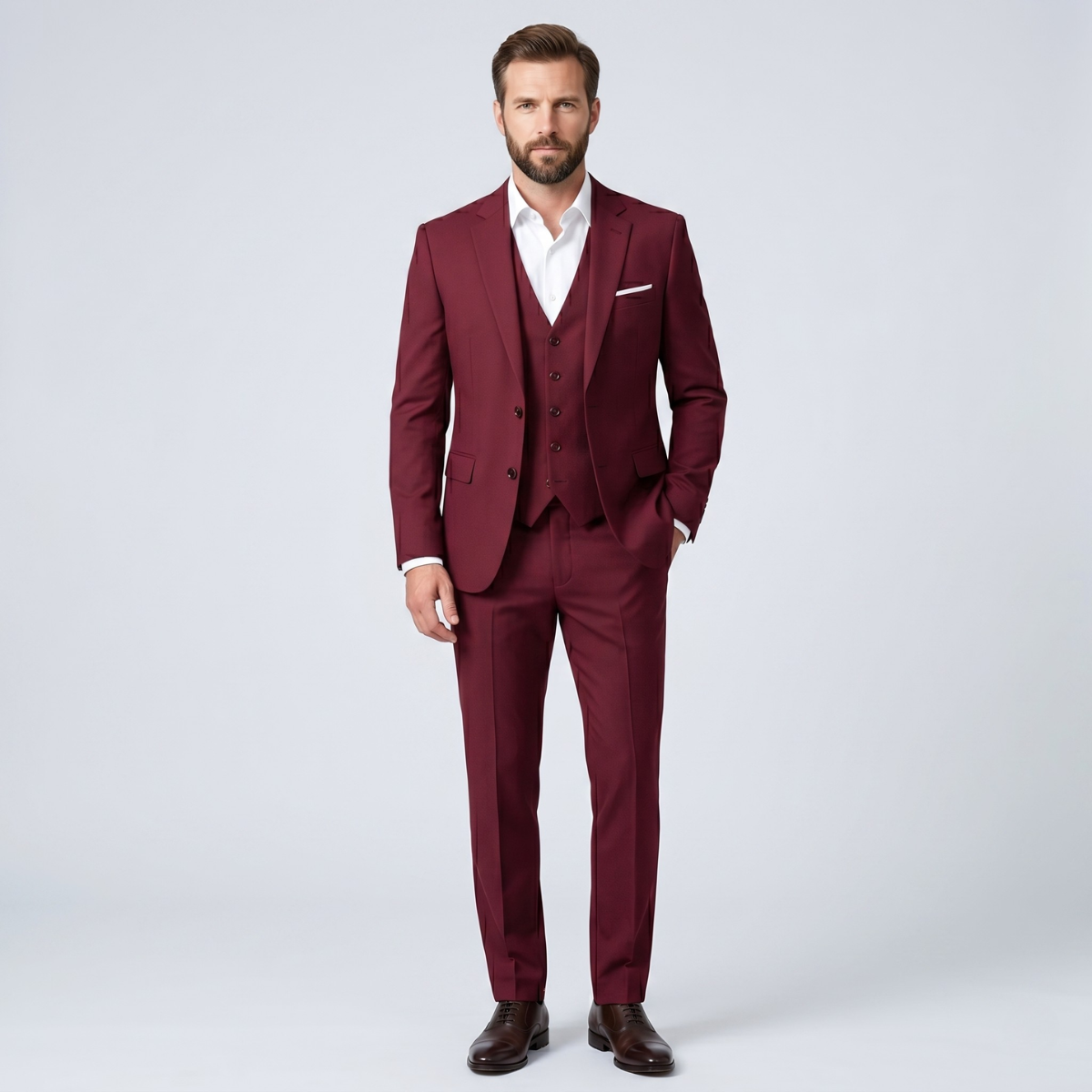 Micah 3 piece suit Burgundy
