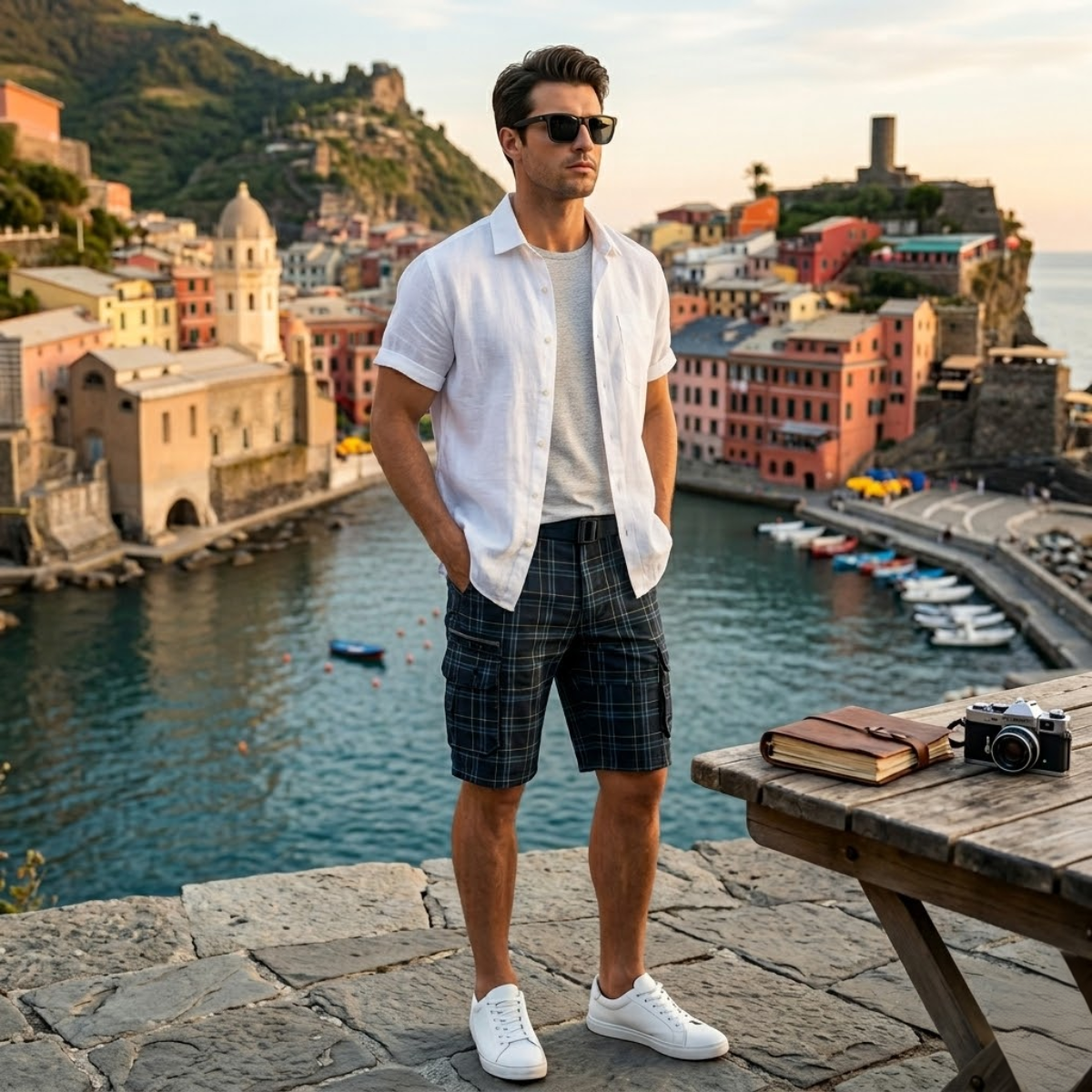 Glenn Plaid Cargo Shorts detail