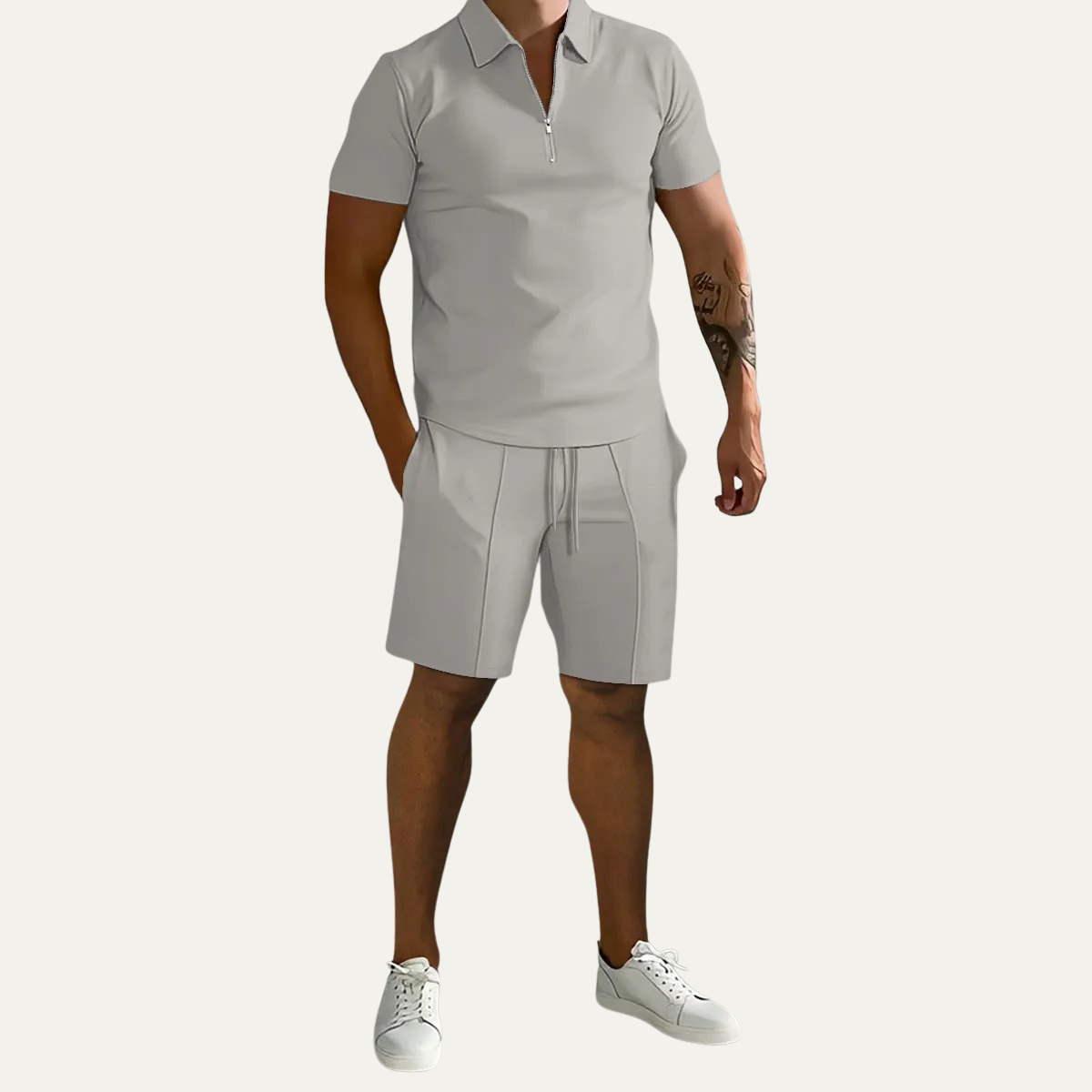Dominic polo and shorts set in Grey