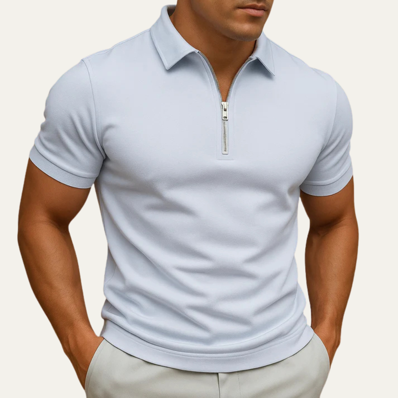 Corbin zip polo Bluish White