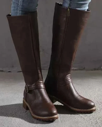 Maeve | Buckle Leather Knee High Boots
