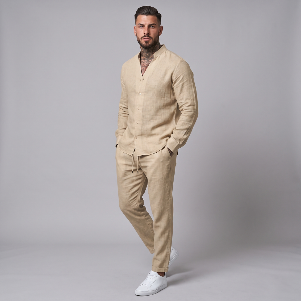 Quincy | Solid Colour Casual Shirt and Trousers Set