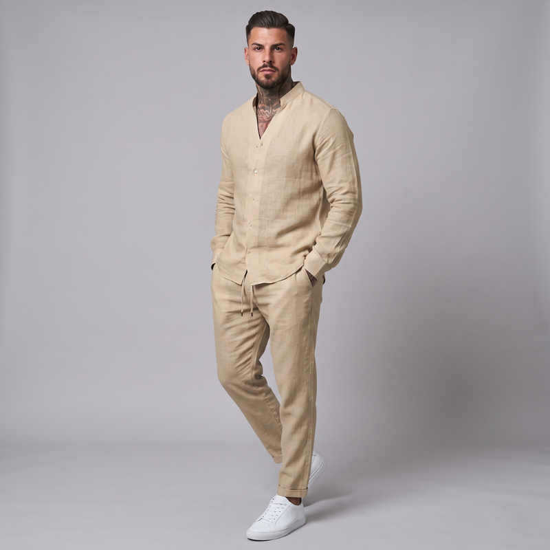 Quincy | Solid Colour Casual Shirt and Trousers Set