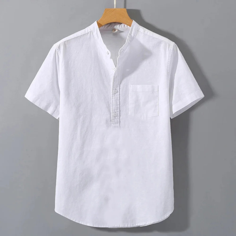 Jordan | Solid Colour Button-Up Shirt with Chest Pocket
