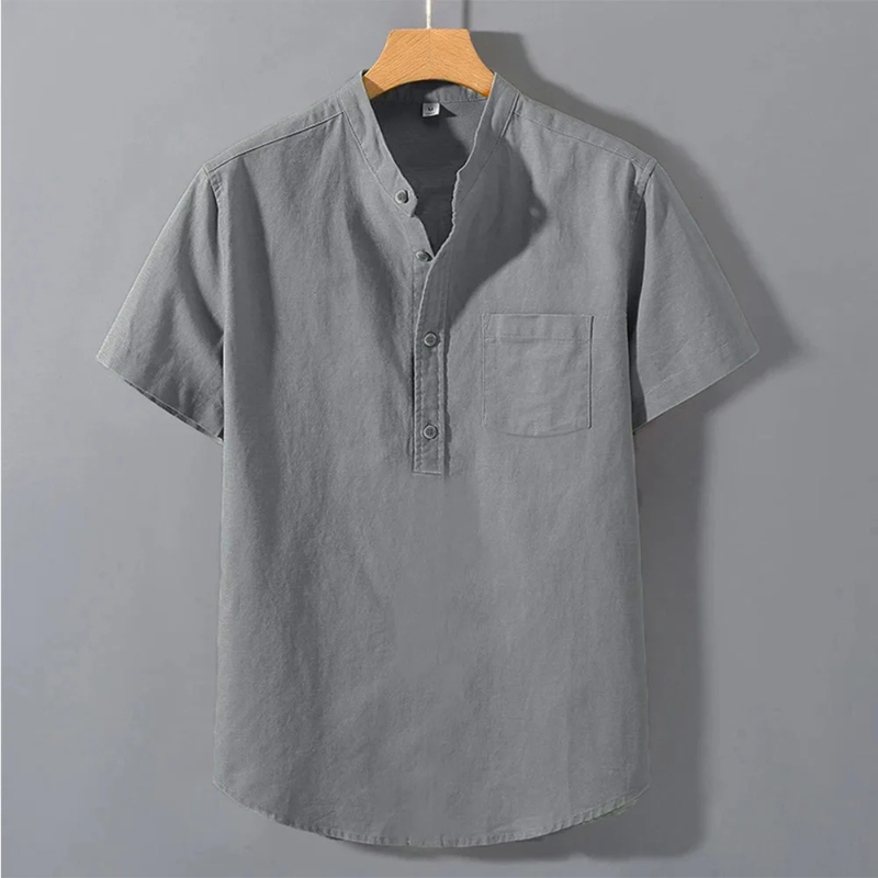 Jordan | Solid Colour Button-Up Shirt with Chest Pocket