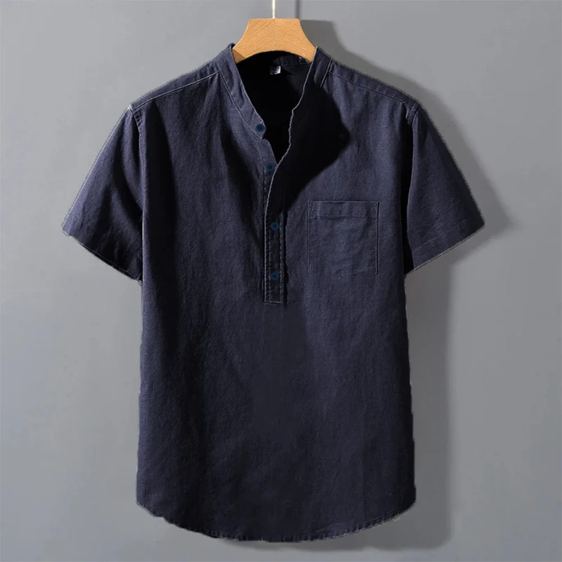Jordan | Solid Colour Button-Up Shirt with Chest Pocket