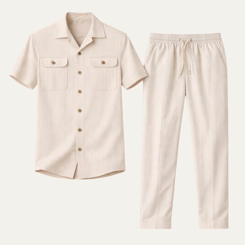 Rafferty short sleeve button up shirt and trousers summer set