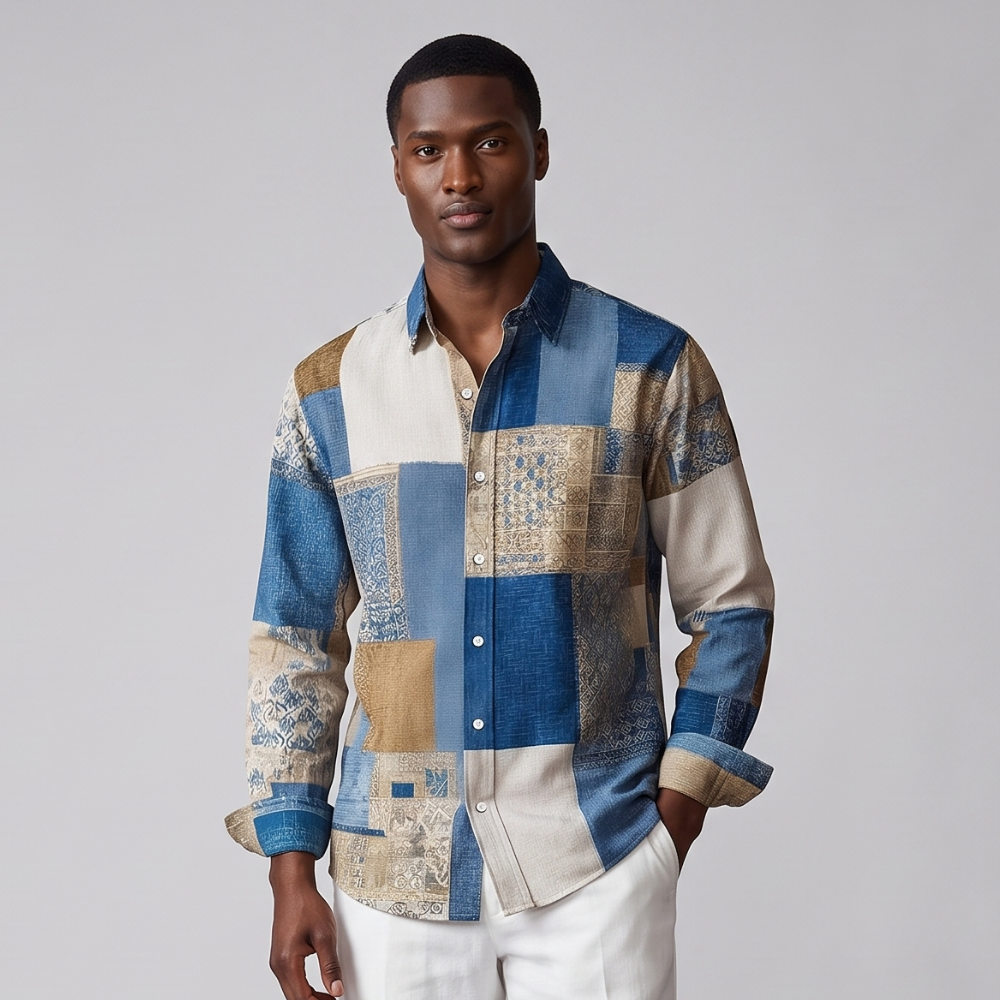 Finn | Colour Block Patchwork Button Up Shirt