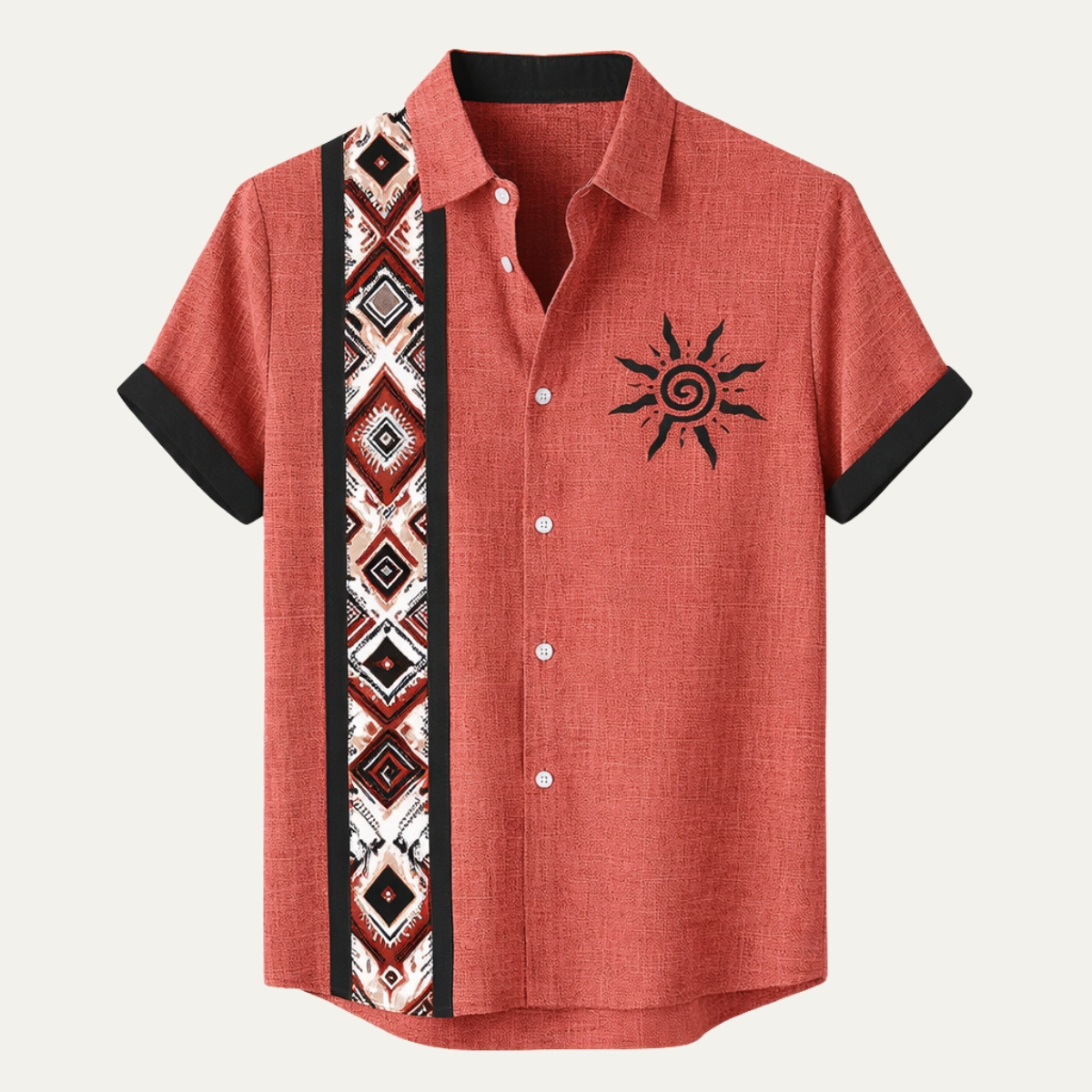 Justin vintage patchwork short sleeve linen shirt