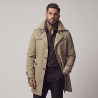 Dunstan | Men's Trench Coat Beige Single Breasted Notched Collar