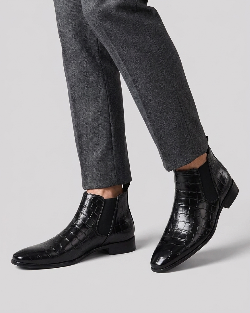 Sylvie | Croc Embossed Chelsea Boots