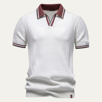 Heath | Ribbed Knit Short Sleeve Polo Shirt