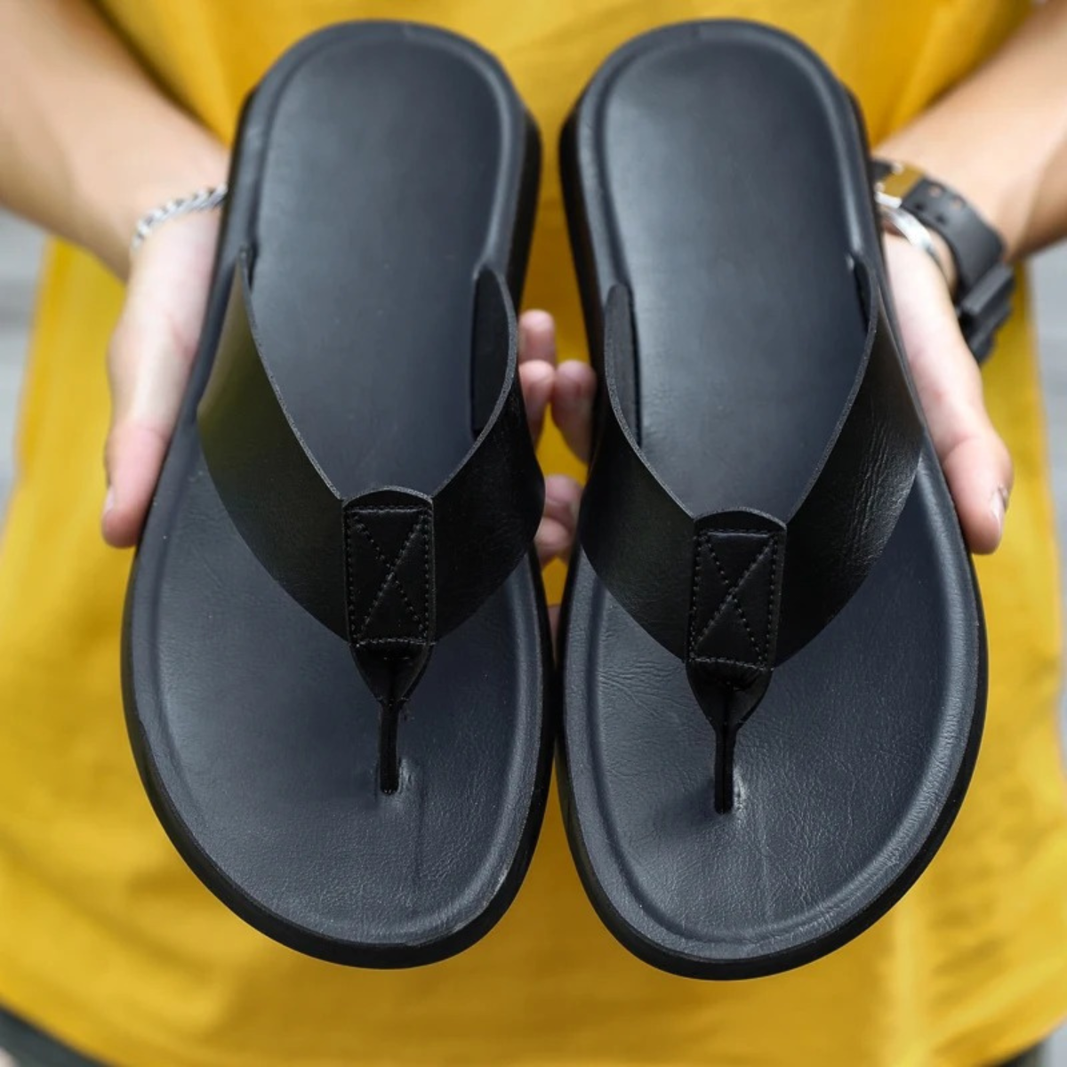 Klaus | Casual Beach Leather Flip Flops