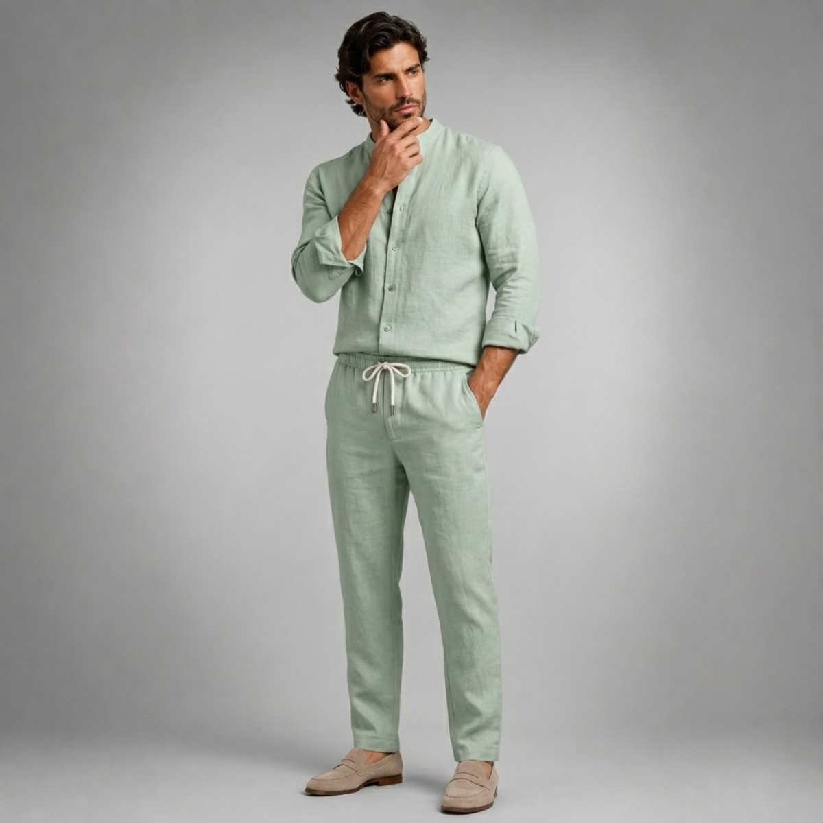 Gustav Linen Set Light Green