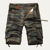 Gerard plaid cargo shorts in Army Green