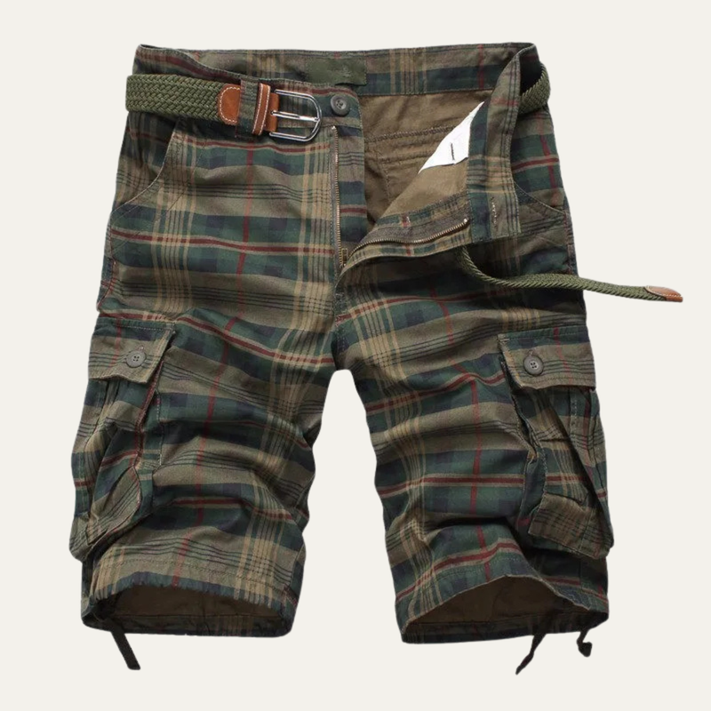Gerard plaid cargo shorts in Army Green