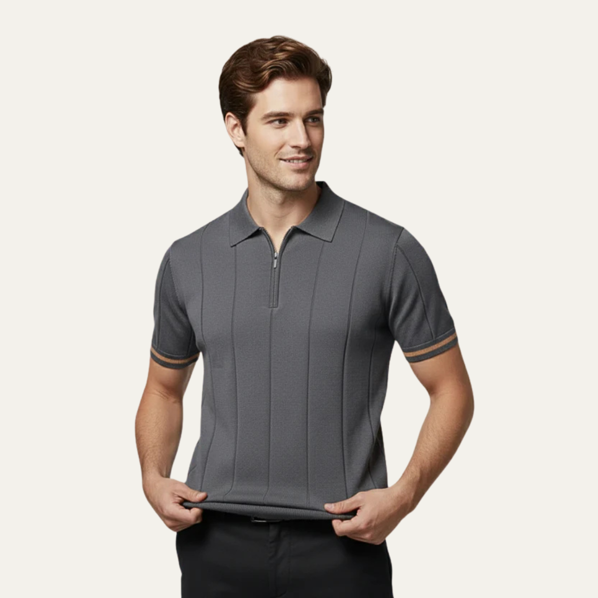 Cornelius zip polo Grey