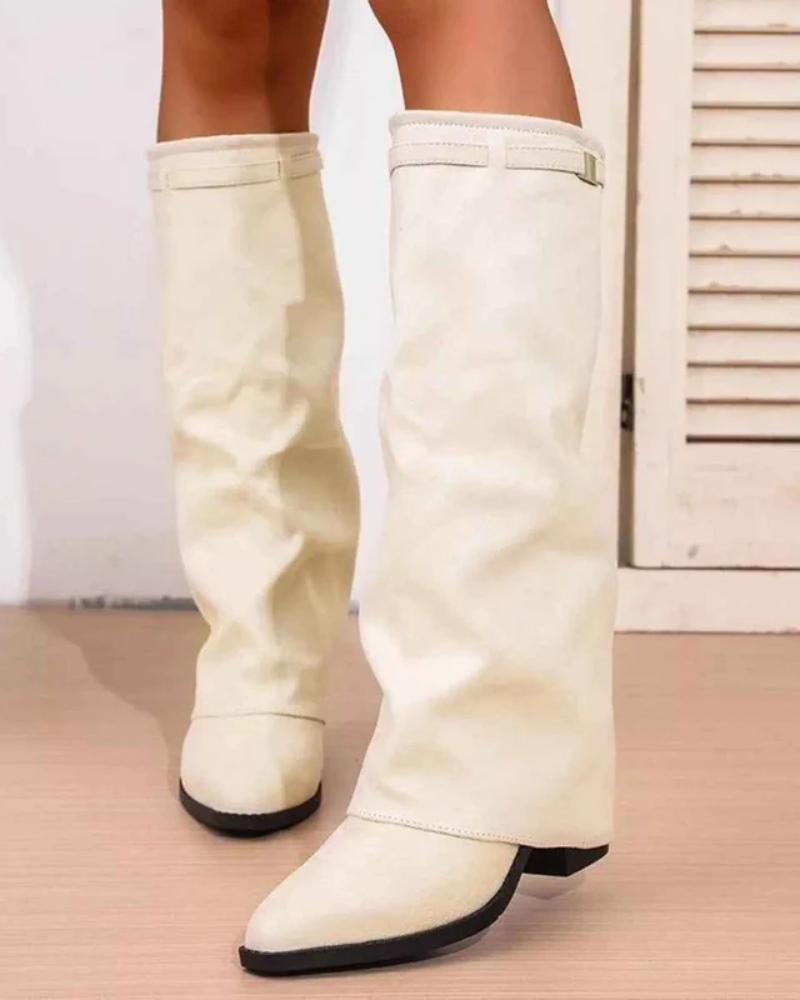 Odette | Mid Calf Slouch Block Heel Boots