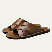King | Open Toe Casual Leather Slide Sandals