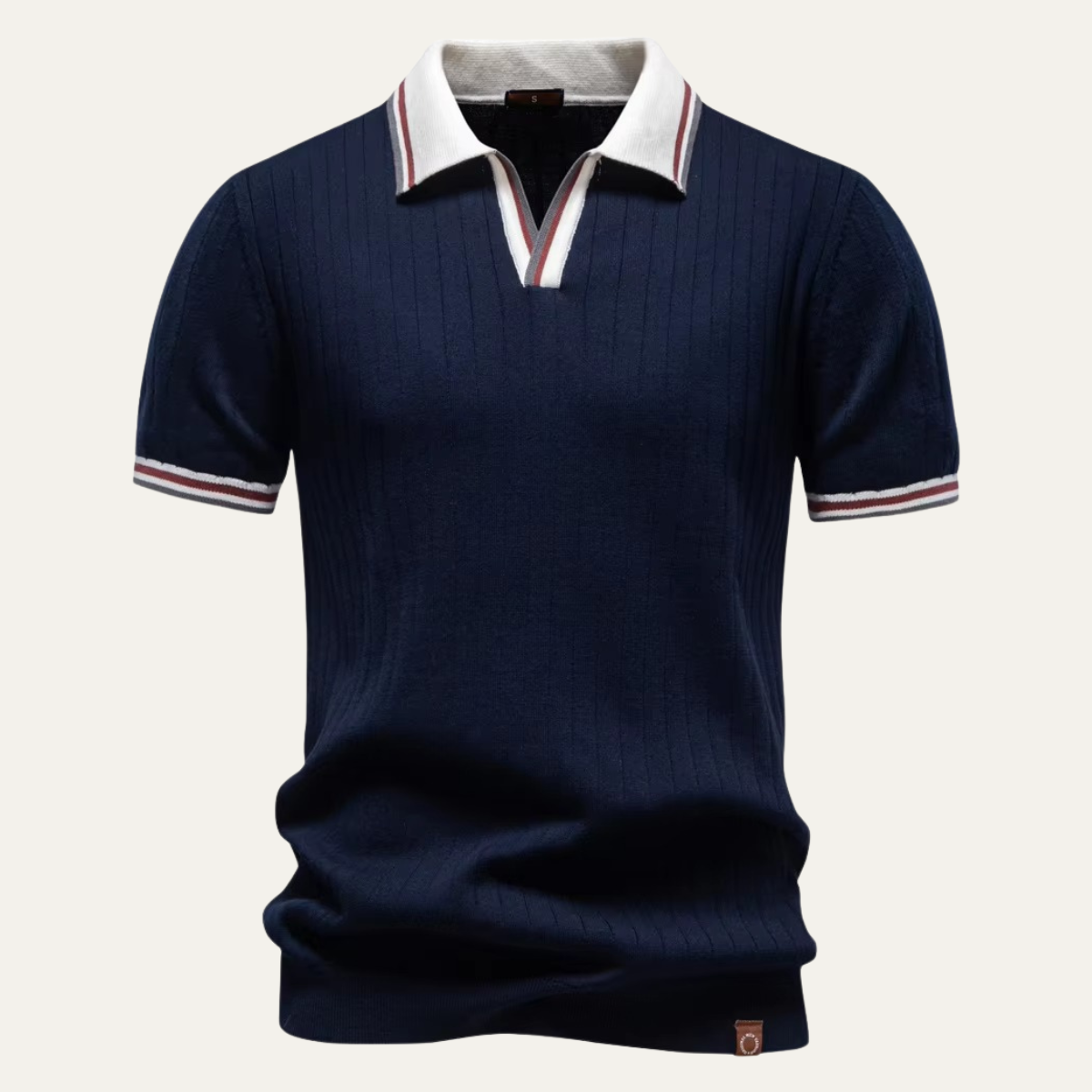 Heath | Ribbed Knit Short Sleeve Polo Shirt