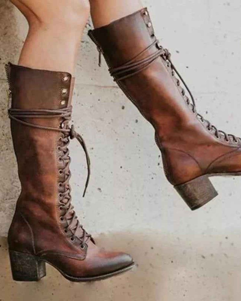 Cressida | Lace-Up Leather Combat Boots