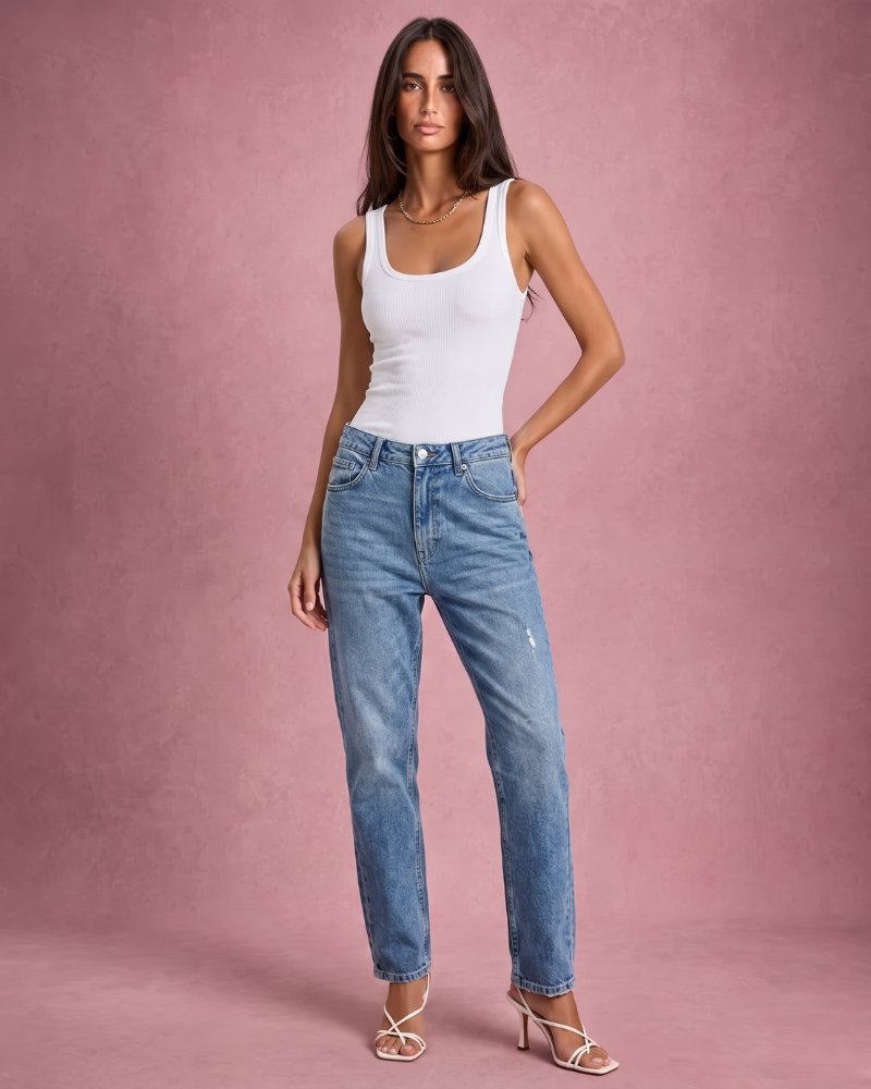 Lucy | Scoop Neck Ribbed Cotton Tank Top