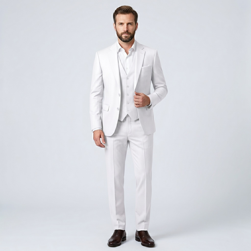 Micah 3 piece suit White