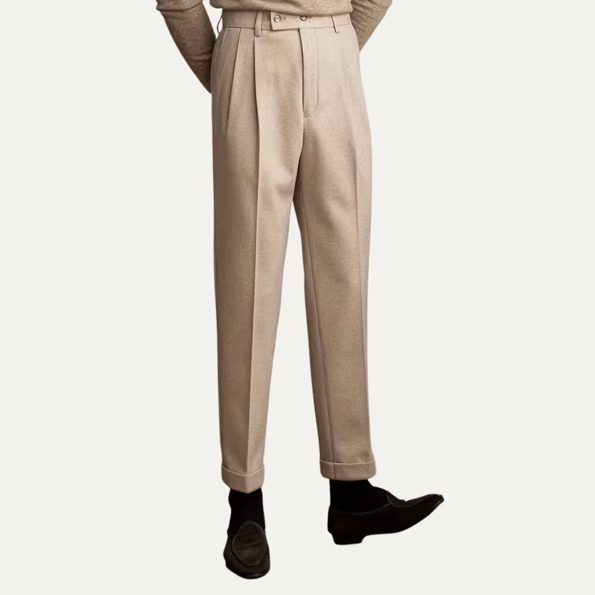 Hewitt pleated straight leg trousers Khaki