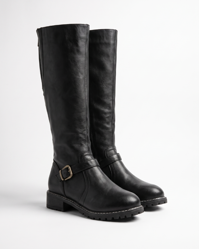 Maeve | Buckle Leather Knee High Boots