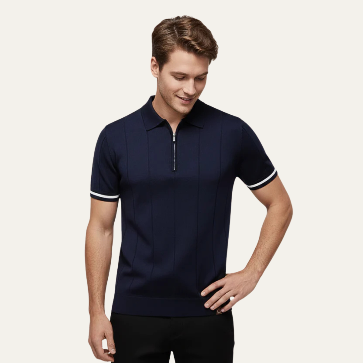 Cornelius zip polo Marine Blue