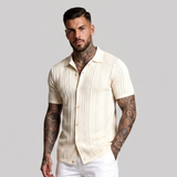 Troy | Knitted Button-Down Short Sleeve Summer Shirt