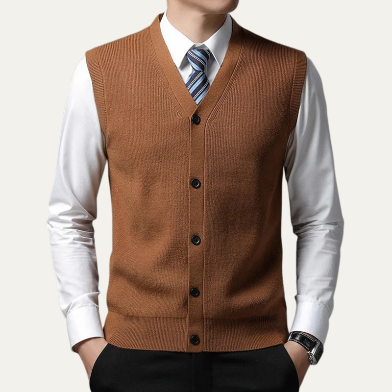 Crowther jumper vest in Brown