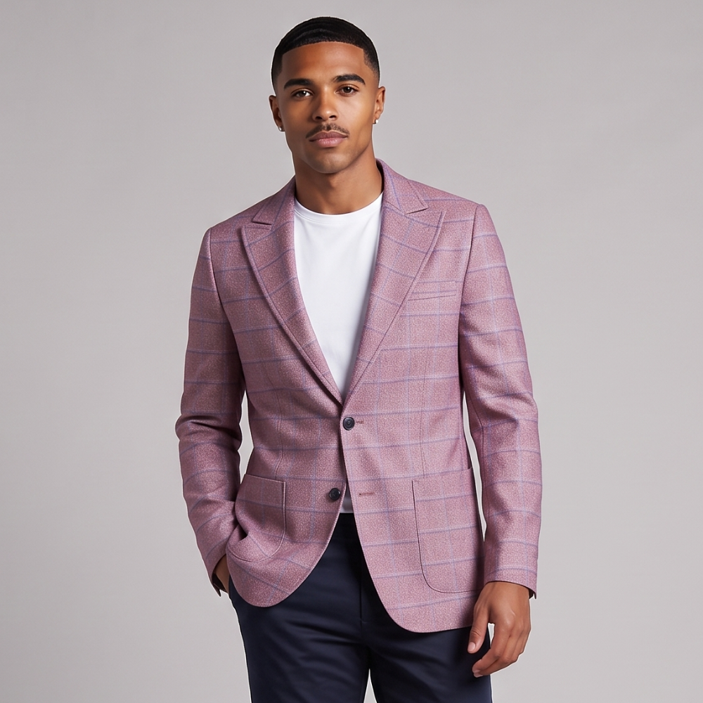 Luther | Checked Double Breasted Plaid Blazer Jacket