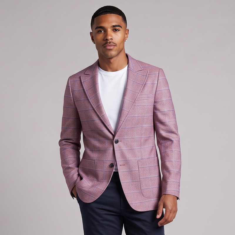 Luther | Checked Double Breasted Plaid Blazer Jacket