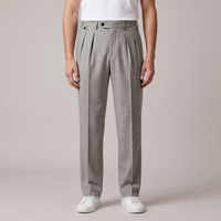Hunter | Men's High Waisted Pleated Dress Trousers in Silver Grey