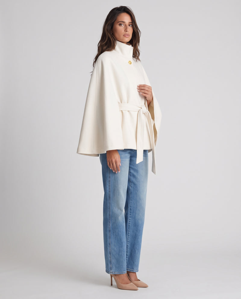 Tilly Belted Cape Jacket White