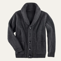 Emrys shawl collar ribbed knit cardigan in Grey