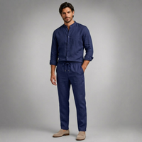 Gustav Linen Set Navy Blue