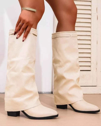 Odette | Mid Calf Slouch Block Heel Boots
