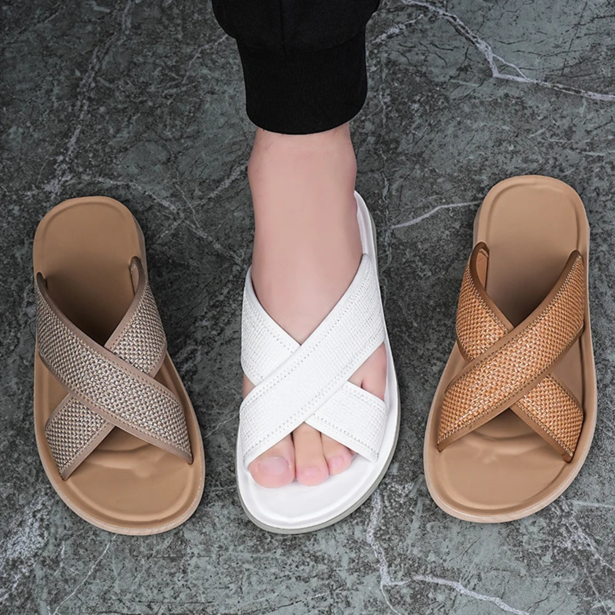 Kingsley | Open Toe Slip On Summer Slide Sandals