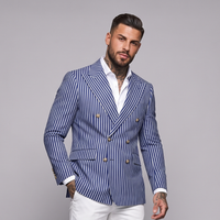 Luca | Notch Lapel Striped Double Breasted Blazer
