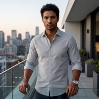 Carson | Men's Smart Classic Striped Linen Look Shirt