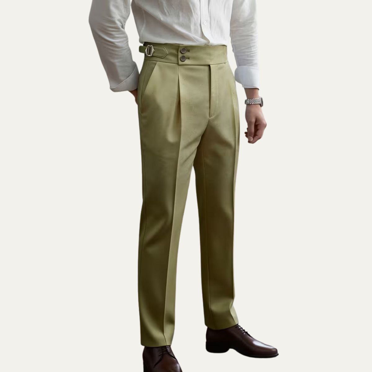 Harvey linen dress trousers Matcha