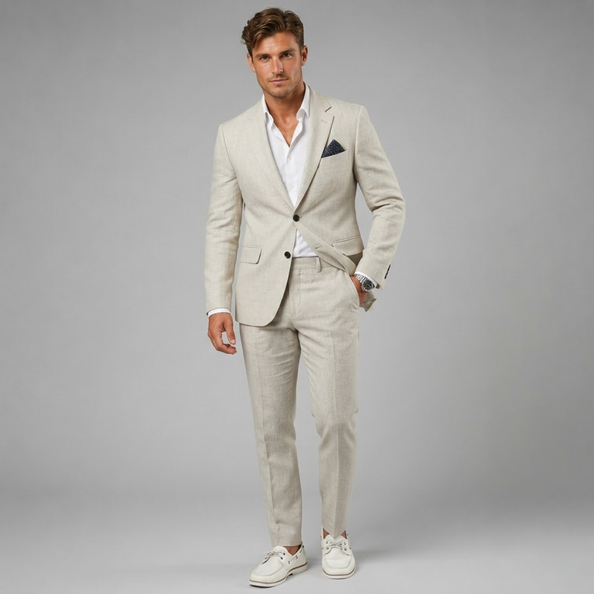 Silas | Casual Linen Blend Two Piece Suit