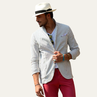 Davis striped linen blend blazer White
