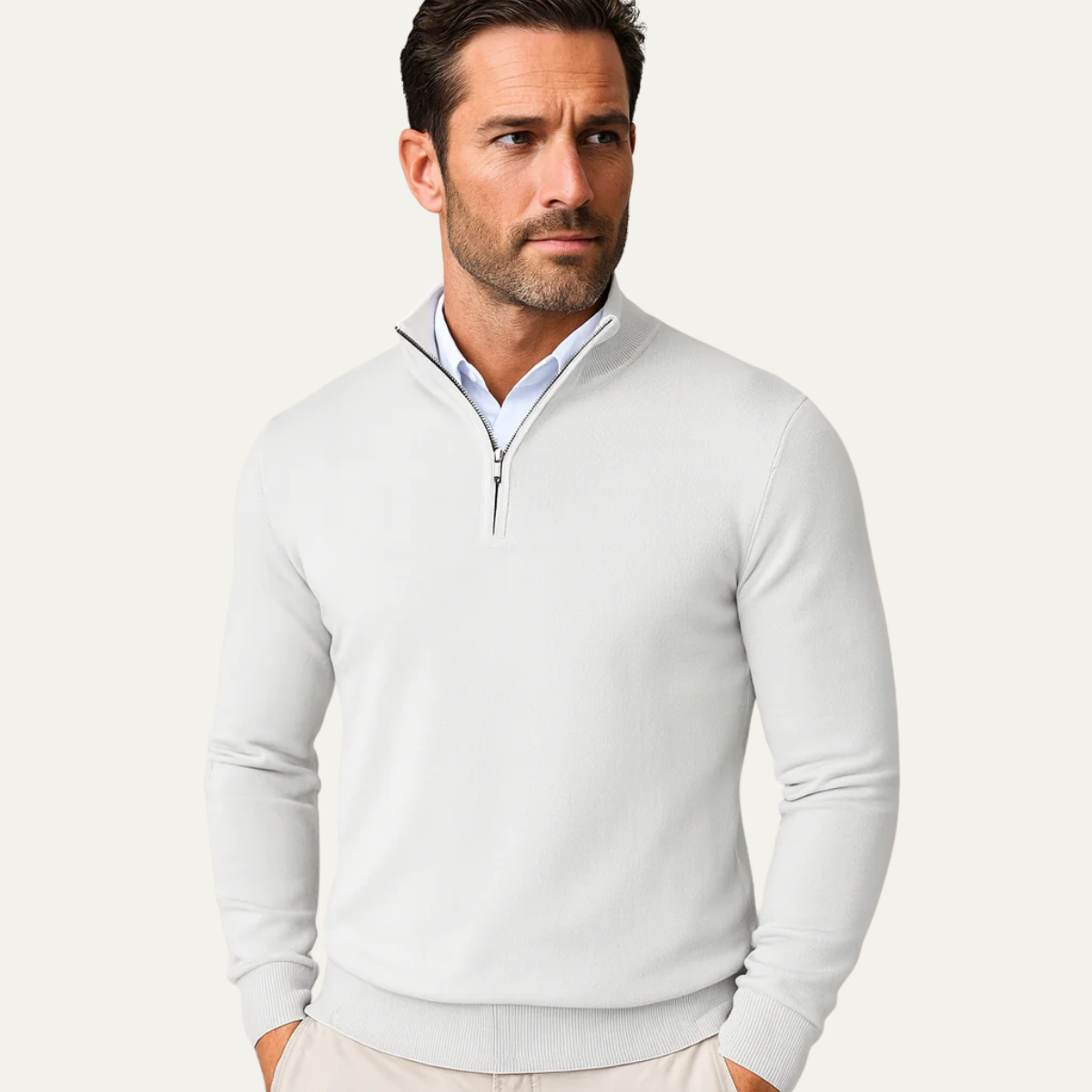 Morris | Half Zip Knit Jumper with Stand Collar