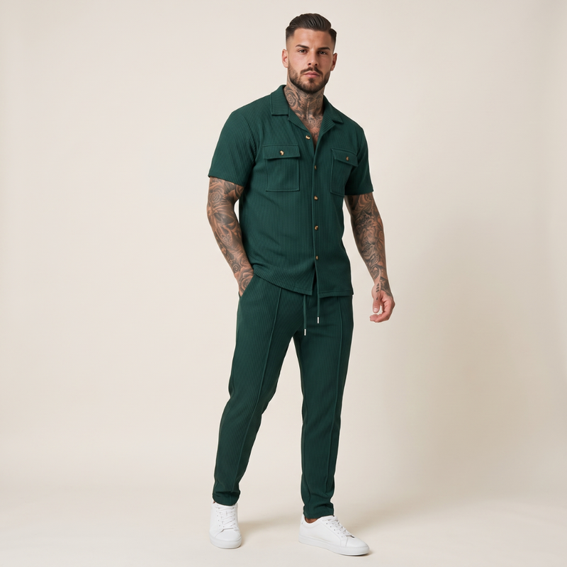 Radley | Short Sleeve Button Up Shirt and Trousers Beach Set