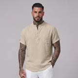 Damon | Men's Breathable Lightweight Henley Linen Shirt