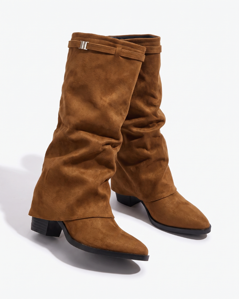 Odette | Mid Calf Slouch Block Heel Boots